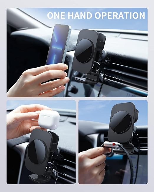 GripPro 3 in 1 Superfast Magsafe Wireless Car Charger