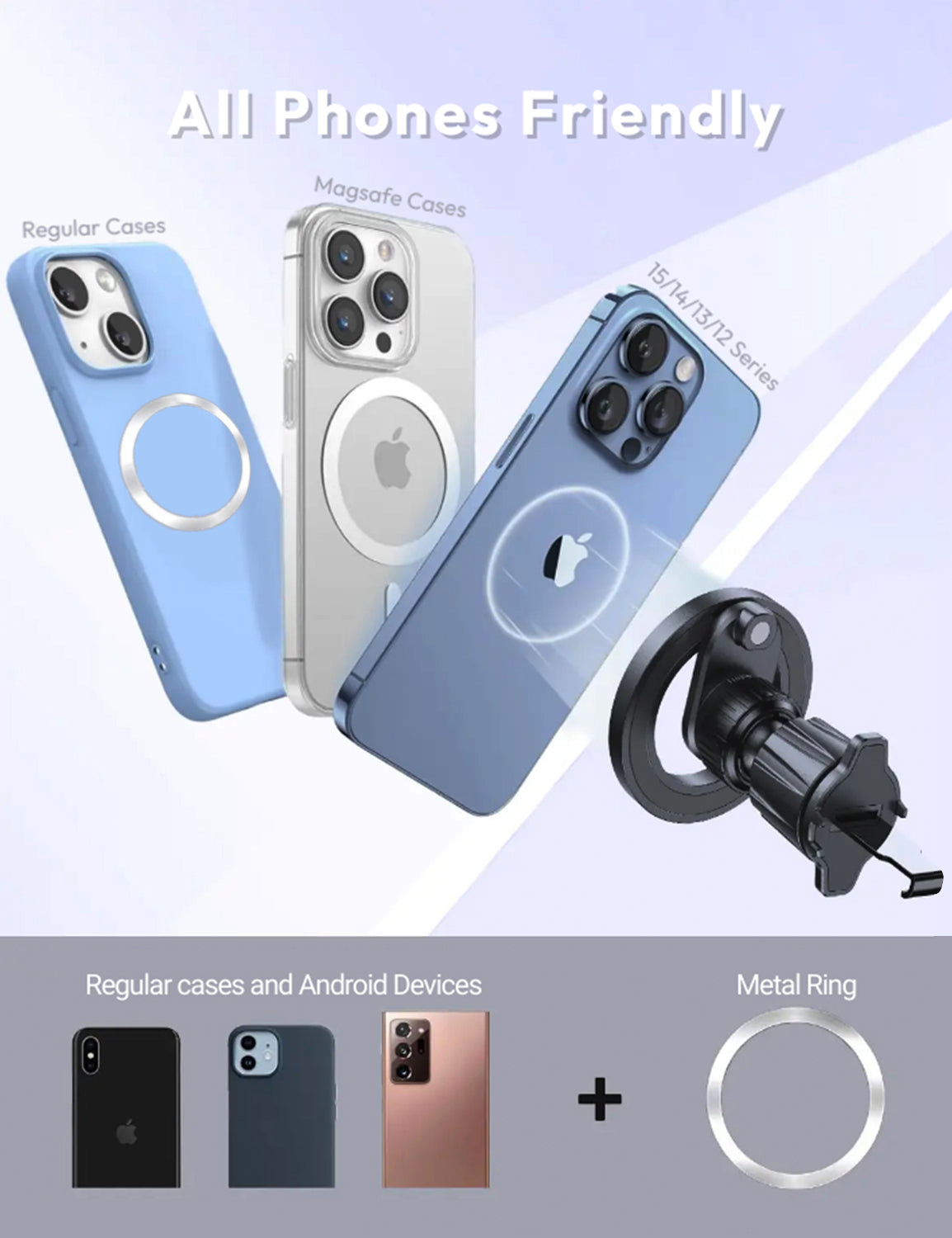 AC vent magnet car phone mount