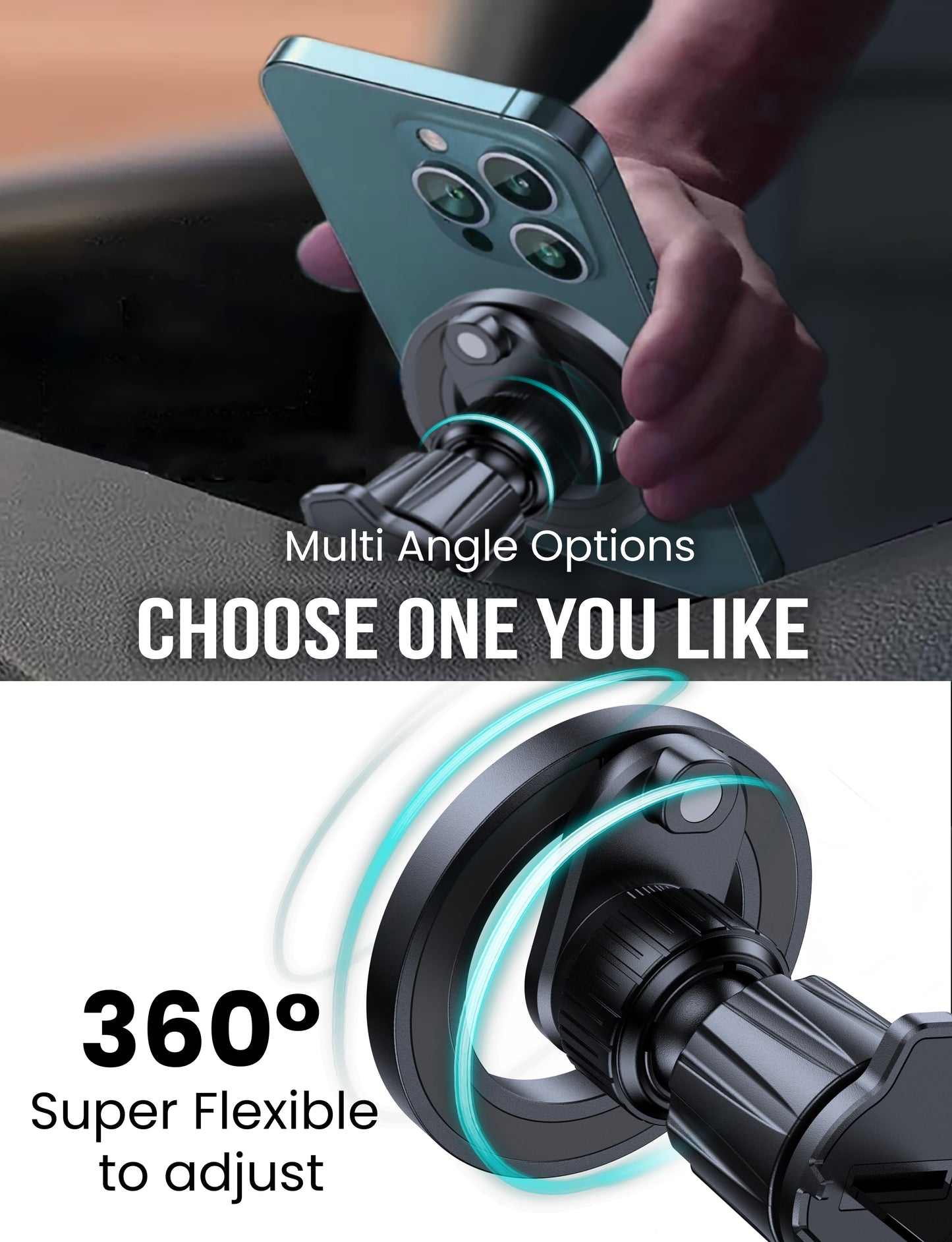 landscape and portrait orientation switchable car mount